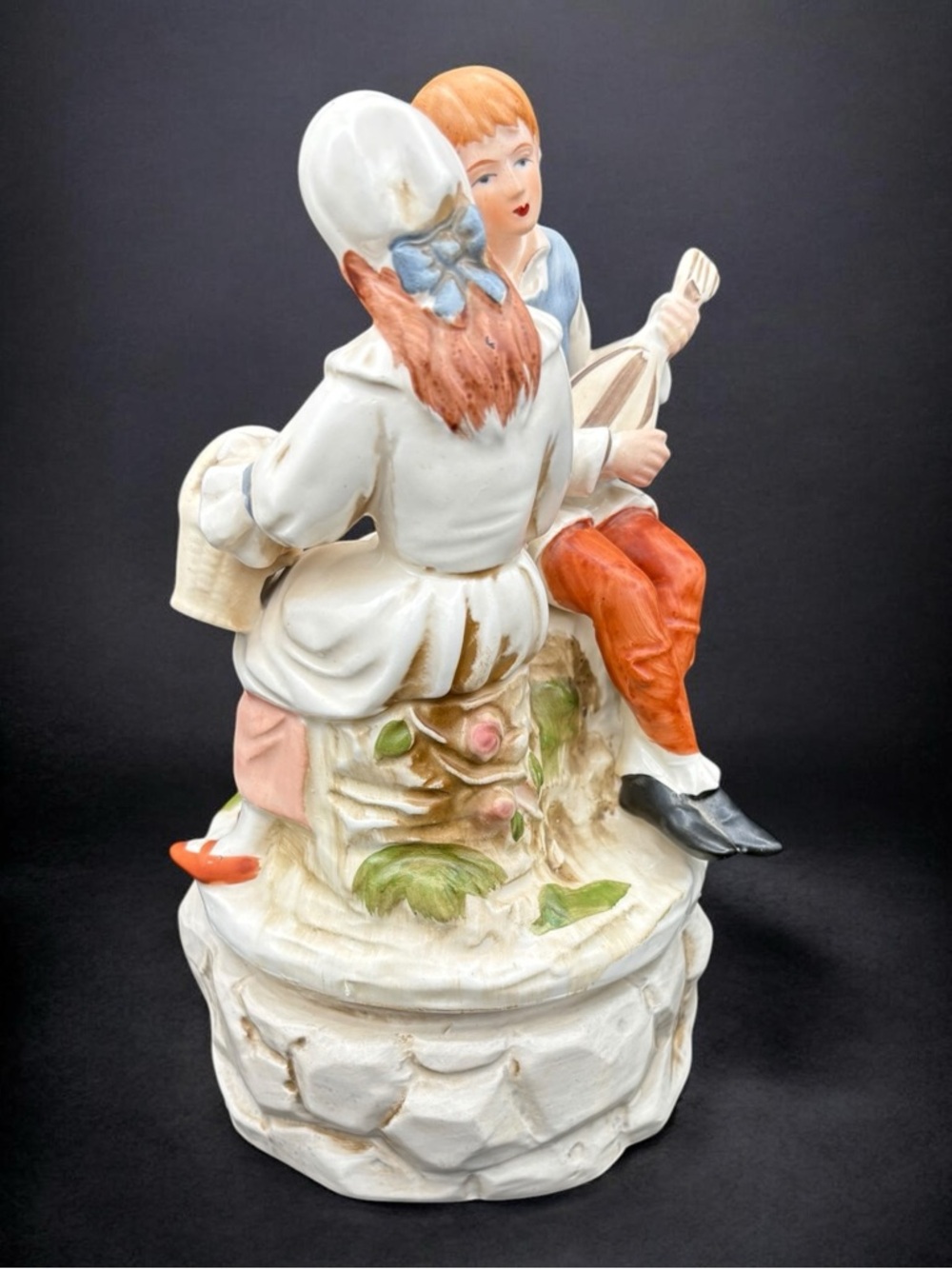 Vintage Price Import Japan Porcelain Music Box Lad Serenading Girl W/ Mandolin - Picture 4 of 14